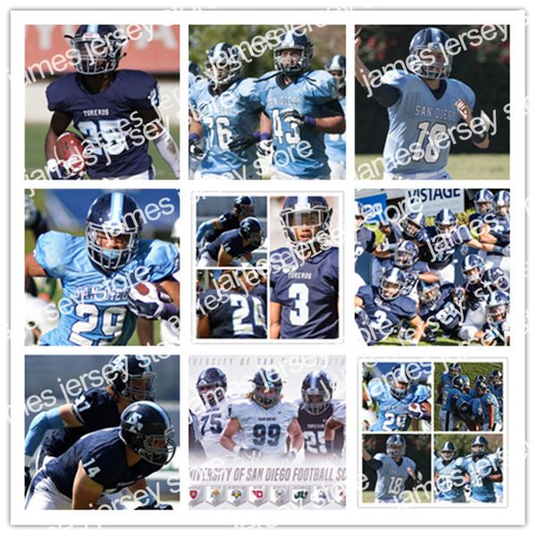 

american college football wear custom san diego toreros stitched football jersey 50 kyle bilchik 79 nicolas bisogno 78 evans bowling will bu, Black