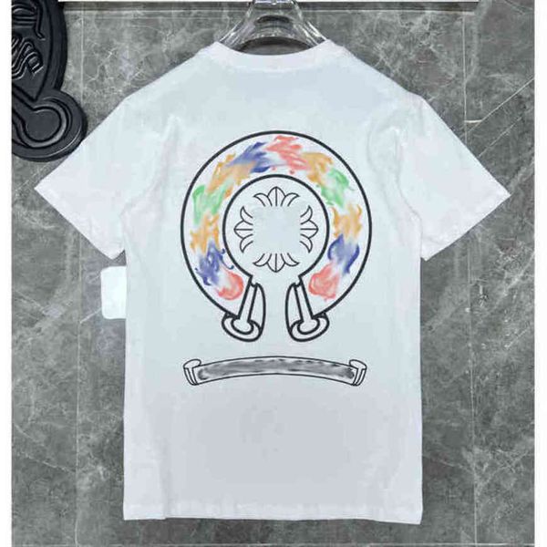 

classic men's luxury t shirts brand ch man t-shirt summer women cross sanskrit tees letter designer tshirts boy loose round neck shirt, White;black