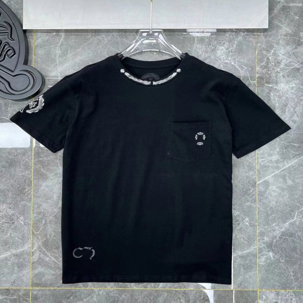 

classic luxury mens t shirts ch brand fashion men sanskrit letter t-shirt horseshoe cross designer tshirts man hip hop sweater summer loose, White;black