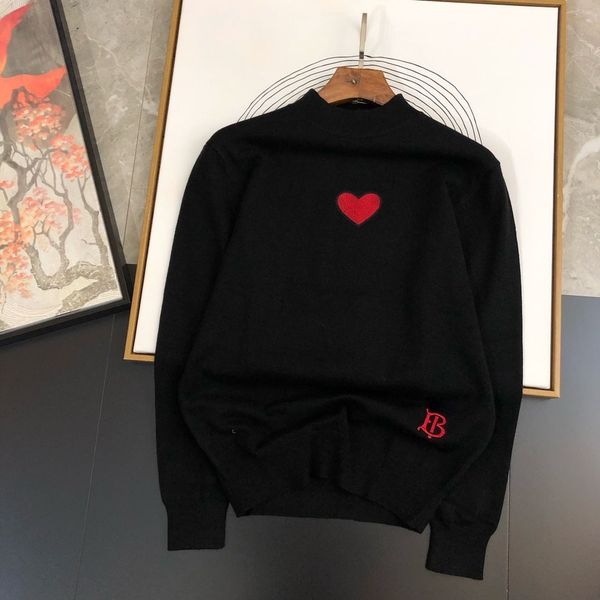 

bby sweater men's heart embroidered letter bt versatile couple knitted bottoming sweaters, White;black