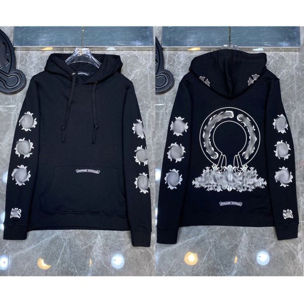 

luxury classic men's sweatshirts ch brand fashion hoodies men woman designer horseshoe cross pullover hooded zipper sweater loose jacke, Black
