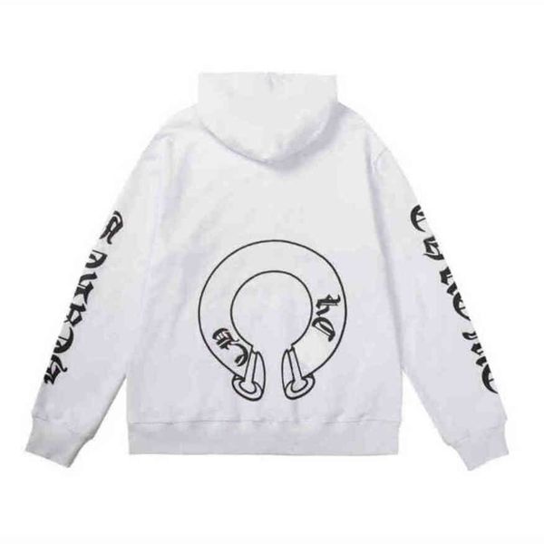 

classic luxury men's sweatshirts ch brand fashion hoodies men woman designer horseshoe cross pullover hooded zipper sweater loose jacke, Black