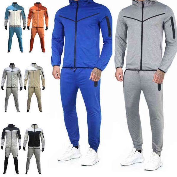 

tech fleece men tracksuit two piece set designer training suit sports trousers hoodie big and tall comfy sweatsuit spring, Gray