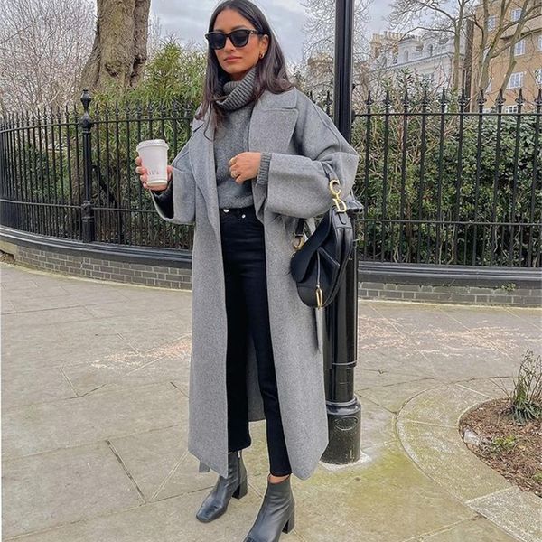 

women's wool blends spring autumn women fashion wool coat 220901, Black