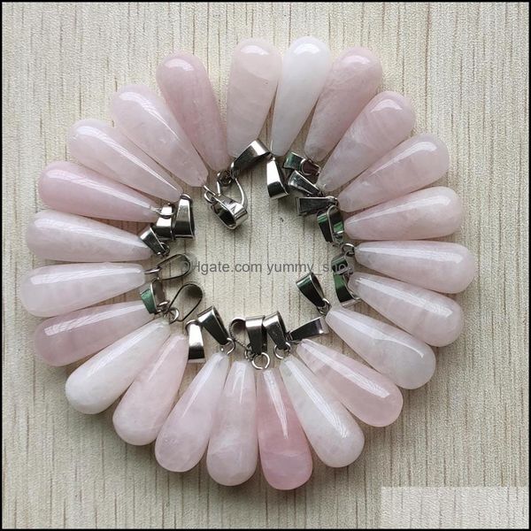 

charms pink rose quartz long water drop shape charms teardrop crystal pendants for necklace accessories jewelry making delivery 2021 dhzlr, Bronze;silver