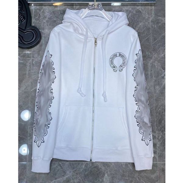 

luxury men's classic jackets fashion sweatshirts brand ch zipper hoodies women men pullover hooded designer horseshoe sweater loose jac, Black;brown