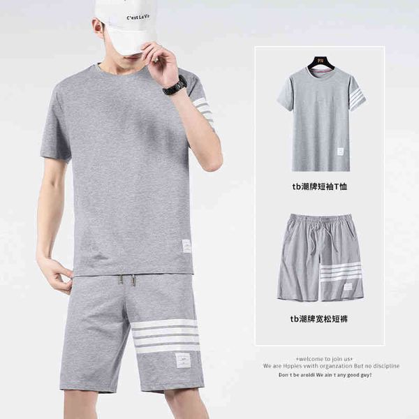 

mens tracksuits designer fashion casual sports suits summer casual two-piece trendy breathable cool comfortable t-shirts with shorts, Gray