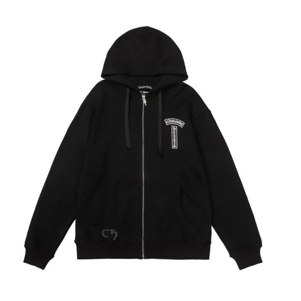 

luxury classic men's jackets fashion sweatshirts brand ch zipper hoodies women men pullover hooded designer horseshoe sweater loose jac, Black;brown