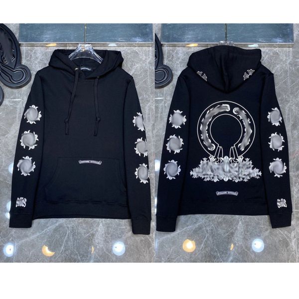 

fashion luxury men's sweatshirts classic ch brand hoodie hooded designer horseshoe sanskrit loose zipper jacket pullover coat women sw, Black