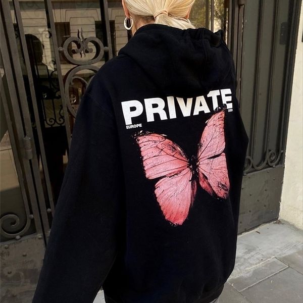 

womens hoodies sweatshirts fashion autumn hoodie explosion private butterfly printed longsleeved black harajuku 220901
