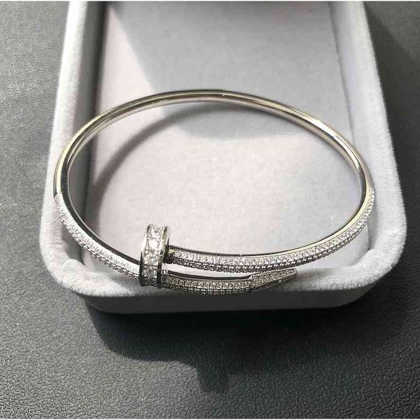

original products other bracelets los korean version s925 sterling silver plated 18k rose gold surface diamond studded nail bracelet women&#, Golden;silver