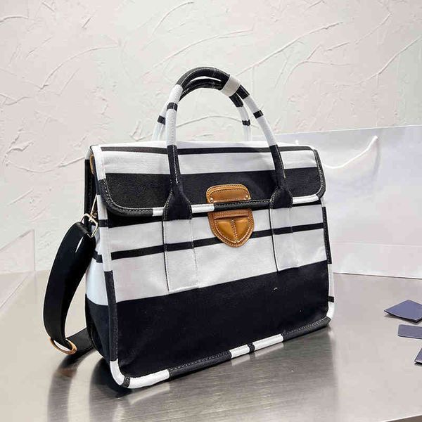 

tote bag designer canvas hand trend color matching stripes shopping high capacity female shoulder crossbody 220831