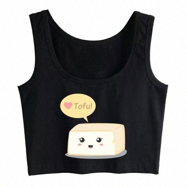 

women's tanks & camis women's tanks & camis crop love tofu cute food doodle fit white custom y2k womens blusas mujer de moda 2022