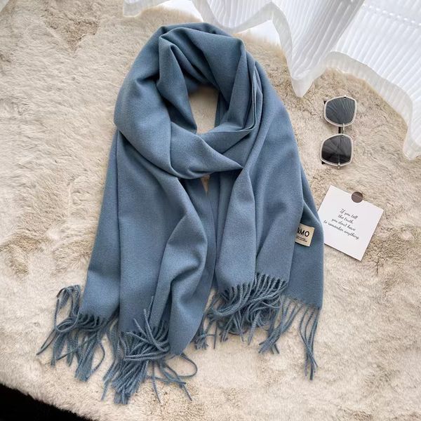 

2022 scarf designer fashion real keep high grade scarves simple retro style accessories for womens scarve 22 colors brand cashmere winter lu, Blue;gray