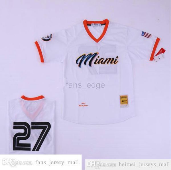

baseball men black negro league 27 miami giants jersey pullover cool base breathable pure cotton all stitched team color white