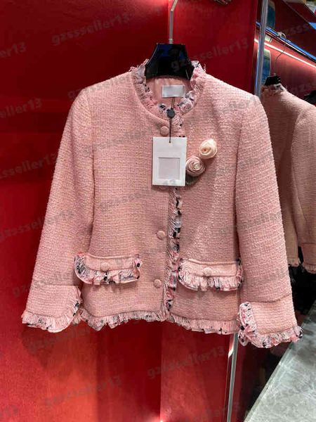 

jacket for women luxury designer cnl camellia flower jackets fashion brand crew neck creative flounce autumn cotton womens jacket 0912, Black;brown