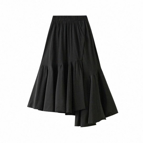 

skirts skirts ohryiyie irregular black white skirt female 2022 spring summer long a-line women fashion korean ruffle all-match 12sl#