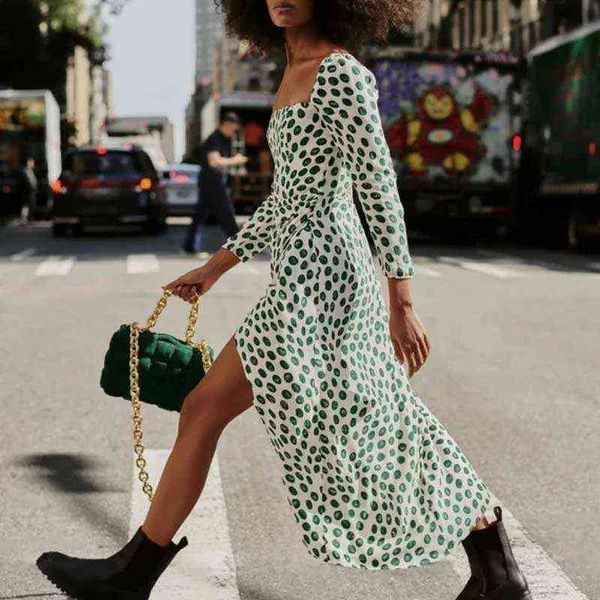 

casual dresses boho inspired long sleeve leopard print spring summer dress 2022 new squre neck vintage ladies dress slit front party dress t, Black;gray