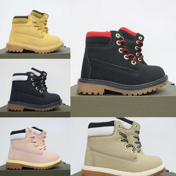 

2022 kids boots black yellow land high designer camouflage timber leather winter snow boot boys girls waterproof baby toddlers infant shoes