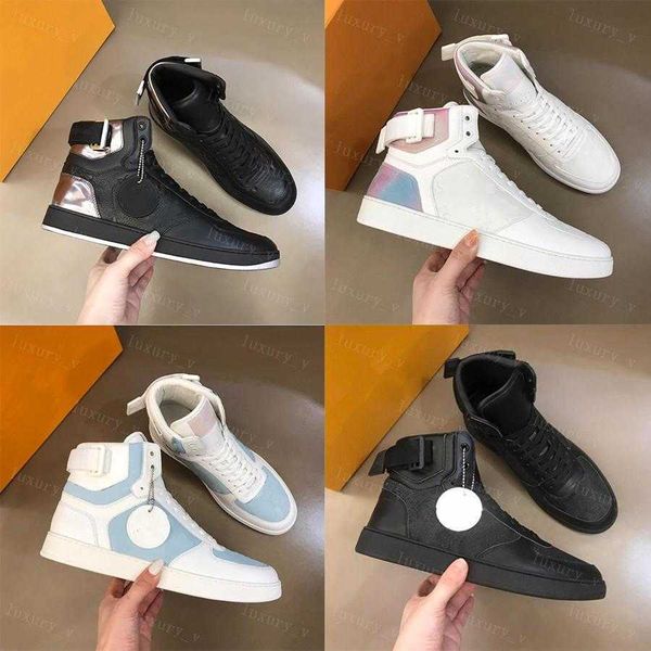 

authentic designer men shoes rivoli sneakers run away casual shoe suede calf leather rubber outsole luxurys designers 2022 high running 1top, Black