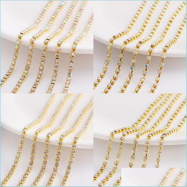 

nail art decorations nail art decorations 2.7meter ab shiny rhinestone chain close/sparse crystal glass strass charms accessories diy dhfer, Silver;gold