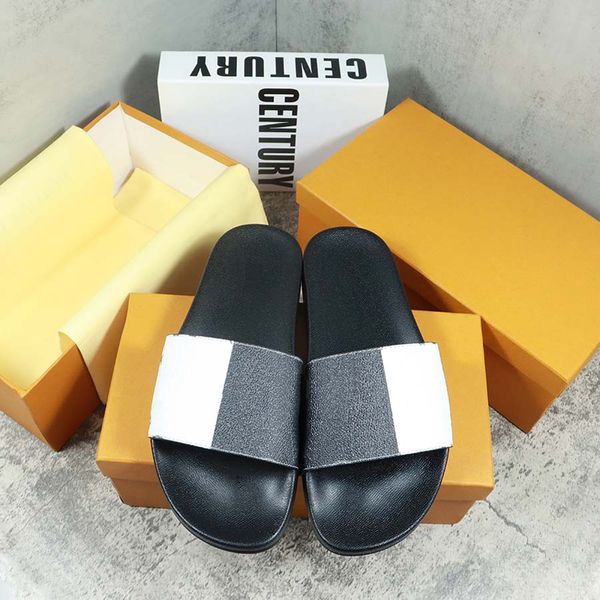 

designers slides womens slippers fashion luxurys floral slipper leather rubber flats sandals summer beach shoes loafers gear bottoms sliders, Black