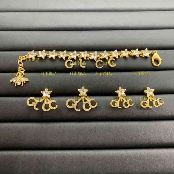 

necklace set new diamond studded star fashion bracelet earrings temperament texture trend jewelry, Silver