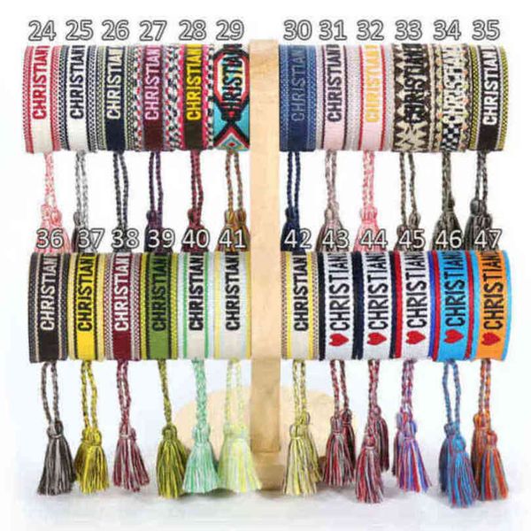 

brand fashion bracelets woven friendship for womens handmade braided luxury bracelet designers with tassel print embroidery mens jewelry ban, Golden;silver