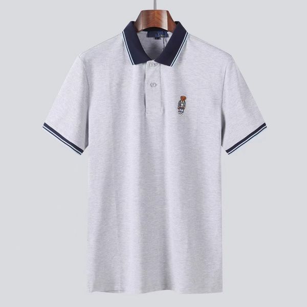

wholesale 2042 summer new polos shirts european and american men's short sleeves casual colorblock cotton large size embroidered fashio, White;black