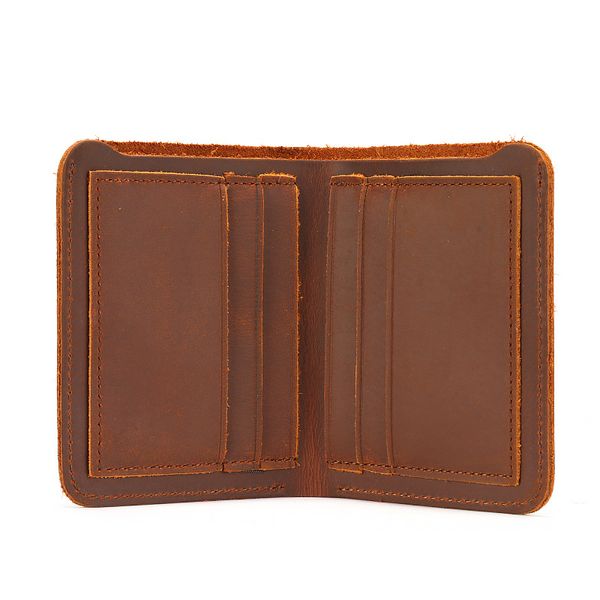 

men crazy horse leather bifold wallet genuine leather wallet card holder, Red;black