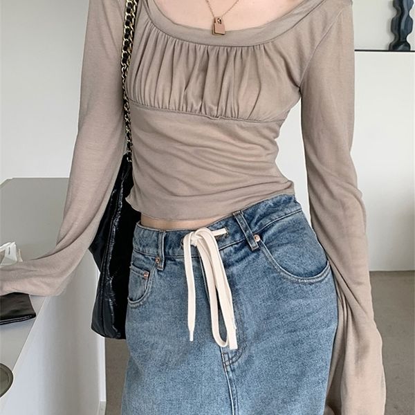 

womens tshirt tonngirls harajuku t shirt women grunge aesthetic crop korean style vintage streetwear square collar lady tshirts 220902, White