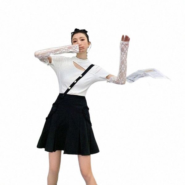 

skirts female summer high street designed black slim gauze spliced oblique strap mini skirt women fashion ladies ml171 skirts y6ou#
