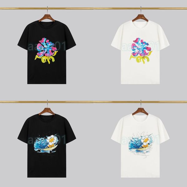 

men womens famous summer t shirts couples floral print tees mens casual loose clothing asian size s-2xl, White;black