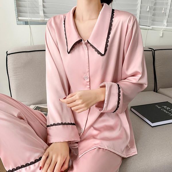 

pajamas suit sleepwears women home clothing sleep set casual long sleeve, Black;red