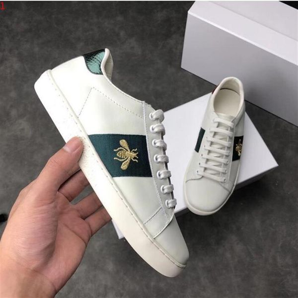 

genuine leather flats designer men women classic casual shoes python tiger bee flower embroidered cock love sneakers mhj156132311u, Black
