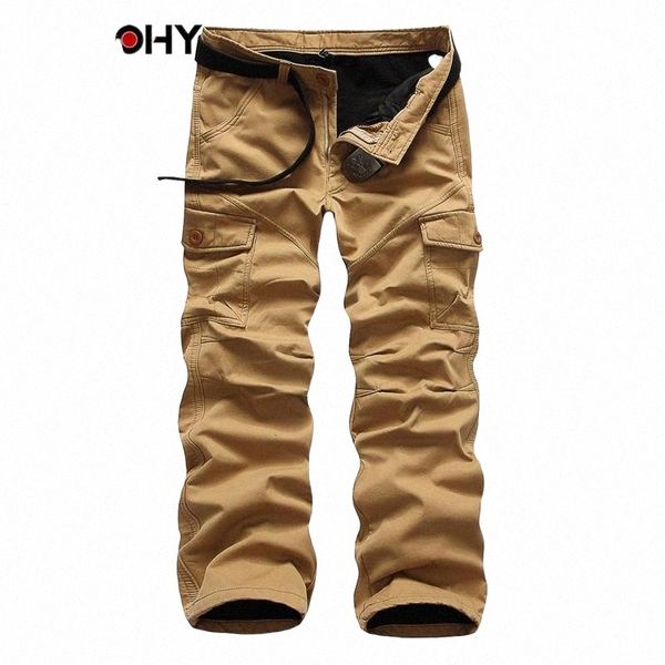 

men's pants cargo pants men autumn winter camouflage sportting military tactical camo male plus velvet pant thick trousers sweatpants m, Black