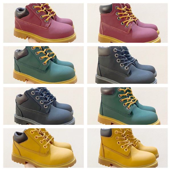 

2022 winter toddler kids tbl ankle boots baby infant warm boys girls timber leather short boot yellow brown high shoes sneakers ankle snow b, Black