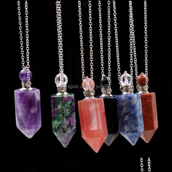 

pendant necklaces essential oil diffuser aromatherapy stone pendant necklace healing crystal point gemstone neckl dhseller2010 dhanr, Silver