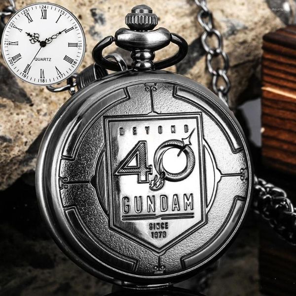 

pocket watches since 1970 beyond 40 gundam quartz to men fashion black steampunk clock with chain antique souvenir gift for fans6146866, Slivery;golden