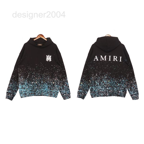 

men's hoodies & sweatshirts designer autumn and winter starry sky ink splashing flower printing high street trend letter lovers casual, Black