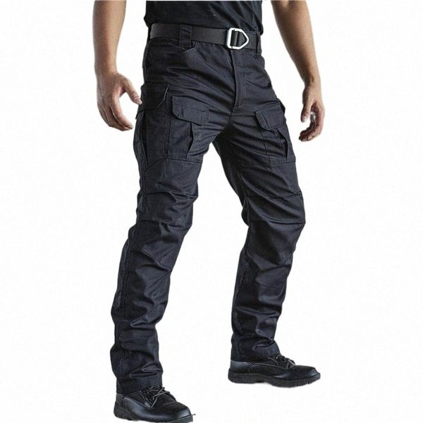 

men's pants men's pants multi-pocket tactical men waterproof combat joggers male swat cargo anti-pilling stretch work trousers hom, Black