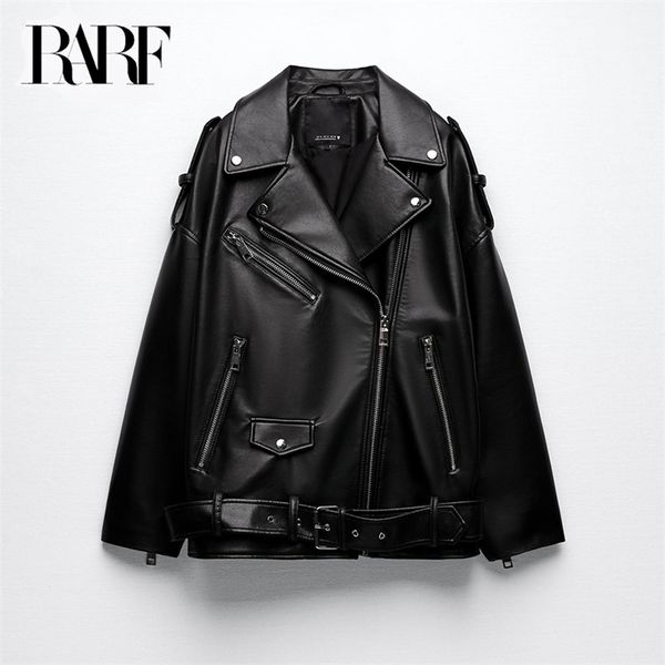 

women's leather faux motorcycle leather pu imitation loose jacket black 220902