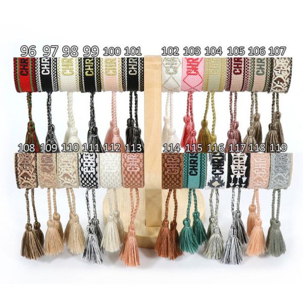 

classic brand fashion embroidery bracelets luxury women men bangles friendship charm bracelet woven adjustable tassel vintage couple braided, Golden;silver