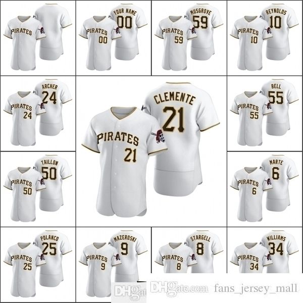 

2021 men #24 chris archer baseball jerseys 55 josh bell bryan reynolds 8 willie stargell musgrove williams custom women youth white, Black