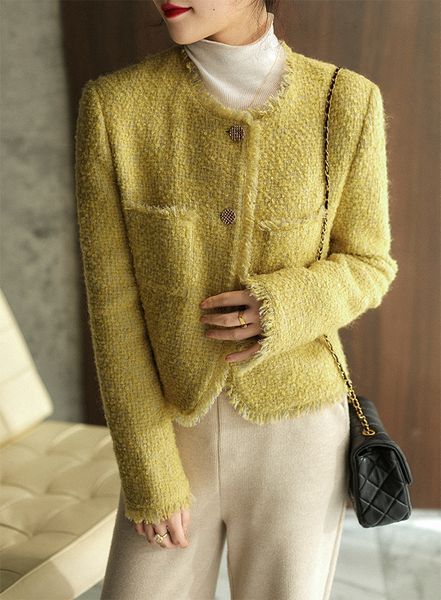 

chan women's brand jacket 2022 new autumn winter western suit jacket brand logo fashion tweed coat cardigan designer high-grade spring, Black;brown