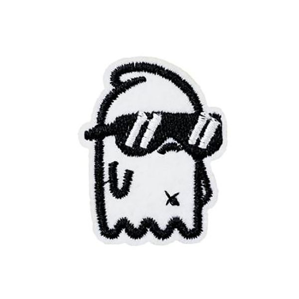 

cartoon ghost sewing notions embroidery patches iron on for clothing kid shirts hats custom patch, Black