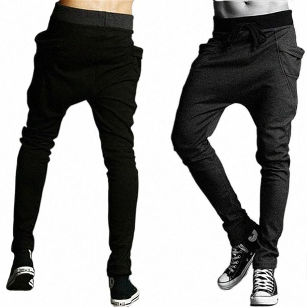

men's pants xingdeng harem pants men slim leisure long trousers sport male fashion sweat street style boys hip hop 8 color men's p, Black