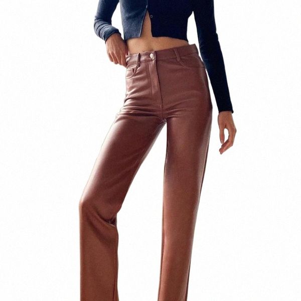 

women's pants & capris women's pants & capris faux leather women wear-resistant lady trousers straight spring winter ladies high w, Black;white