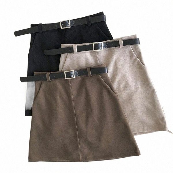 

skirts vintage women skirts with belt korean empire sweet solid mini skirt office lady cute above knee a-line high waist kawaii n1rg#, Black