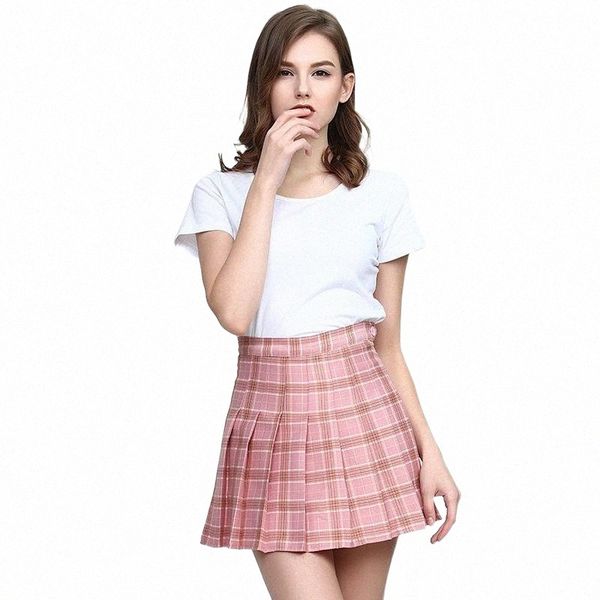 

skirts skirts 2022 women plaid skirt high waist stitching student pleated cute sweet girls dance mini w4ck#, Black